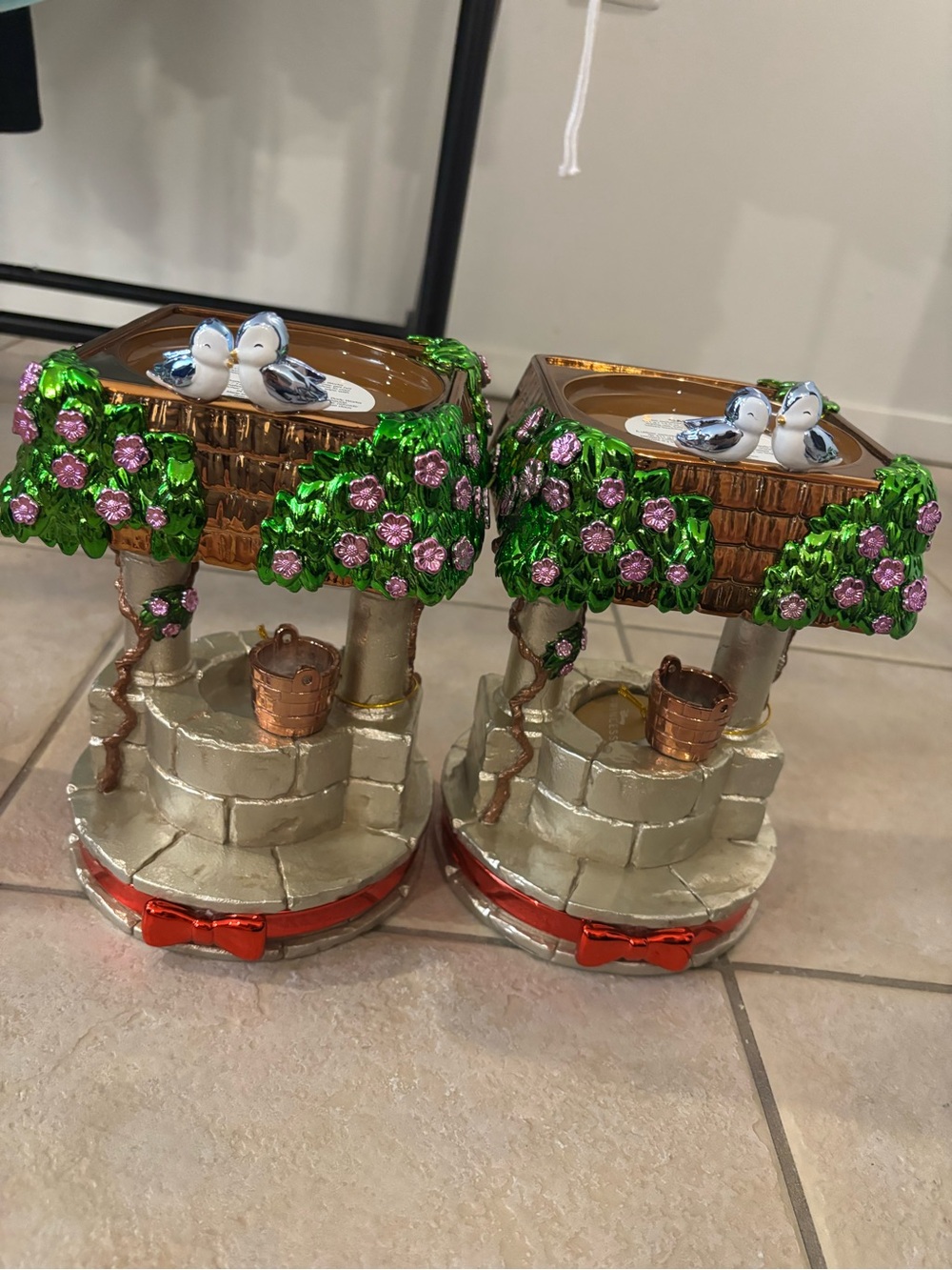 Bath and Body Works 2 Snow White 3-wick Candle Holders